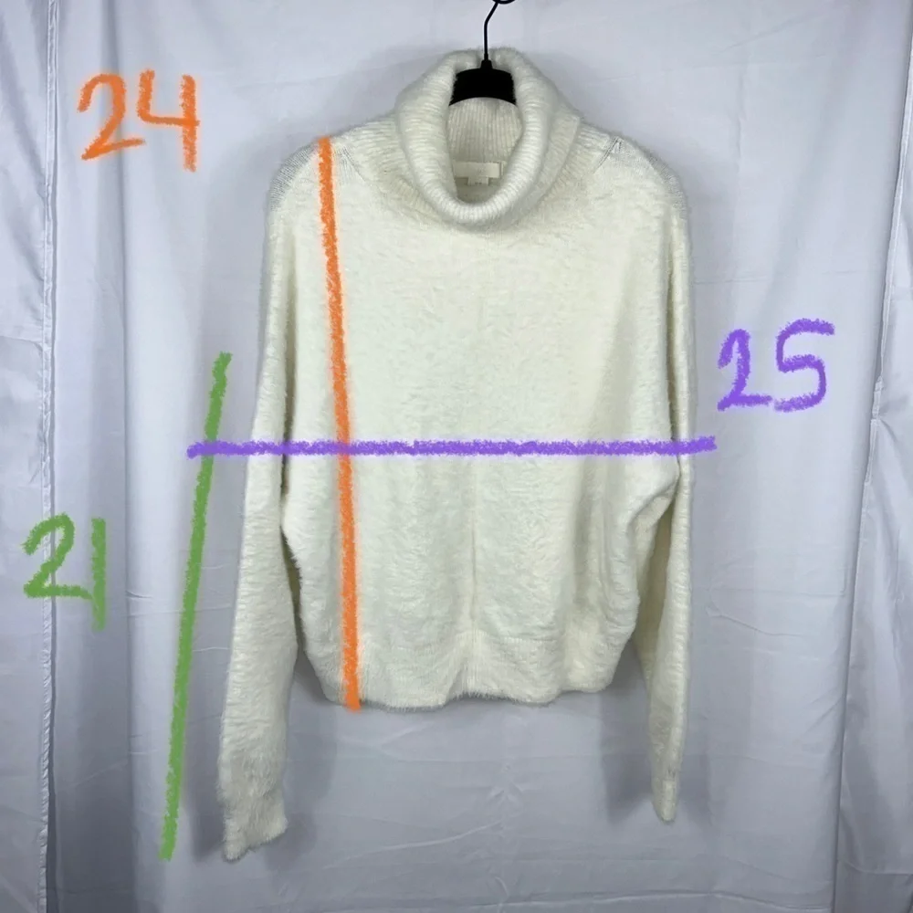 H&M Sweater Turtleneck Long Sleeve Faux Fur Fleece Fold Over Neck Pullover Top